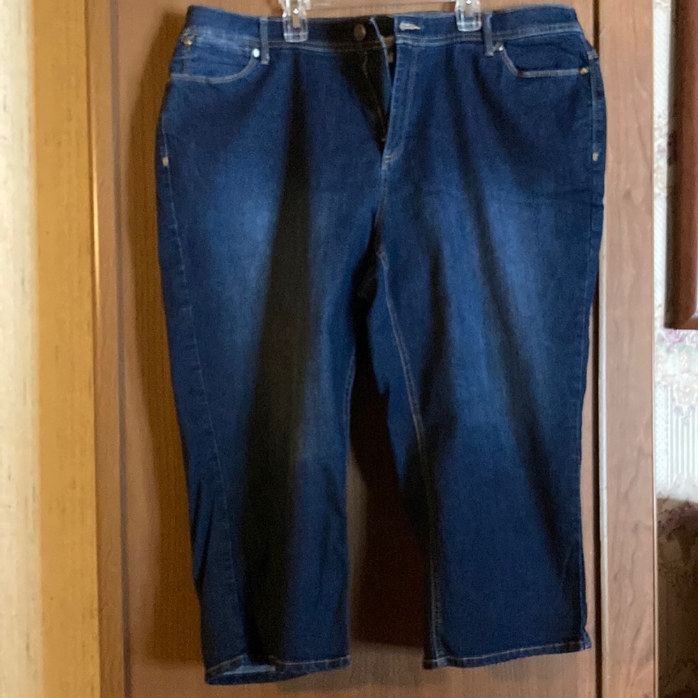 CJBanks capri jeans. size is 18w. Color is indigo
